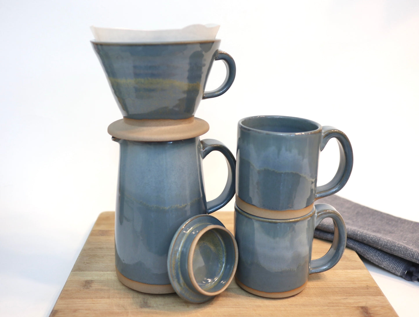 Handcrafted Ceramic Coffee Dripper & Pitcher Set – Artisan Pour Over Brewer and Serving Pitcher