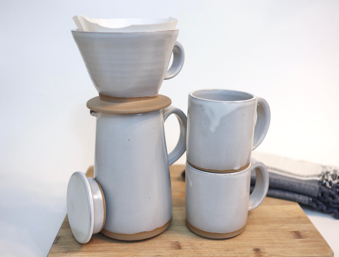 Handcrafted Ceramic Coffee Dripper & Pitcher Set – Artisan Pour Over Brewer and Serving Pitcher