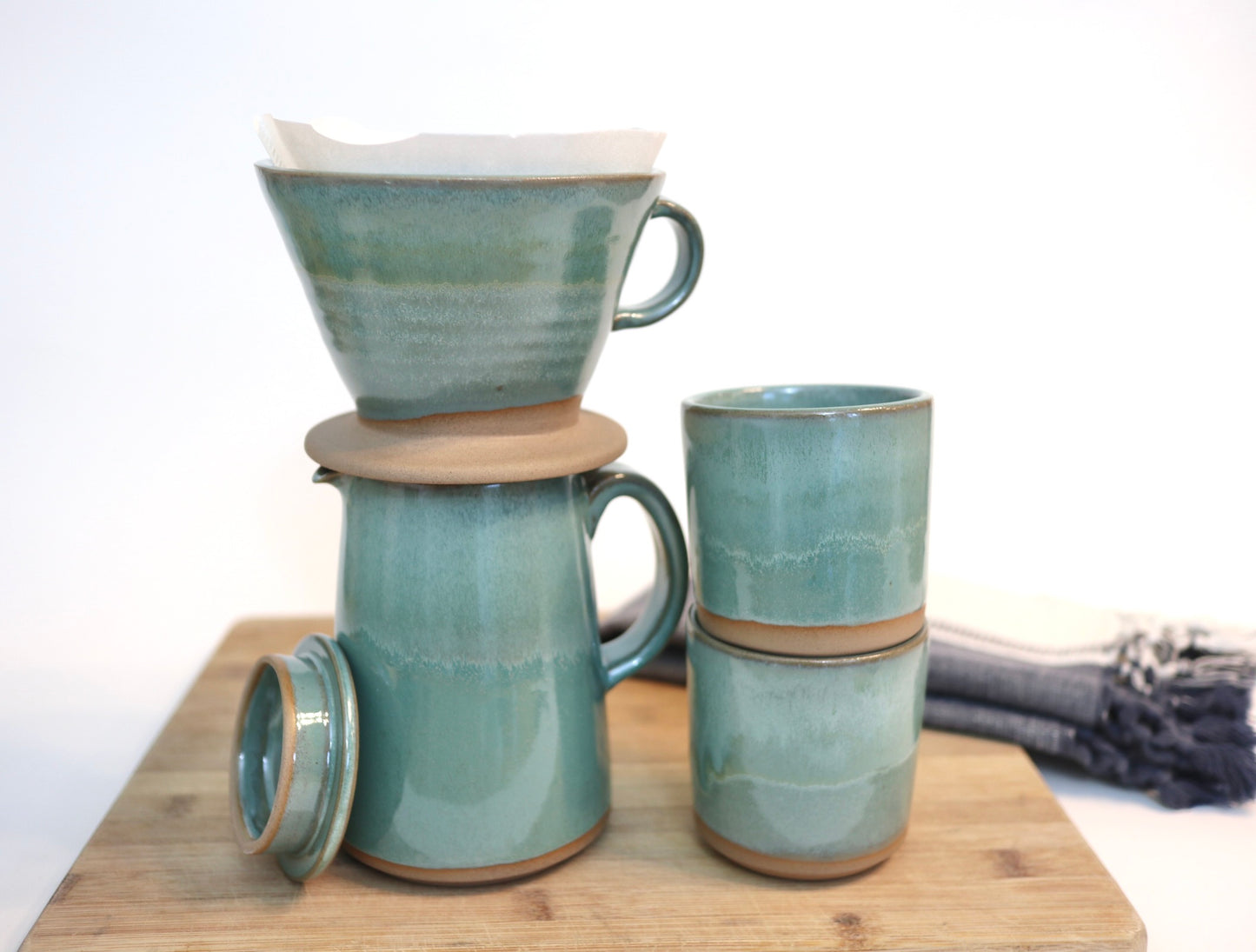 Handcrafted Ceramic Coffee Dripper & Pitcher Set – Artisan Pour Over Brewer and Serving Pitcher