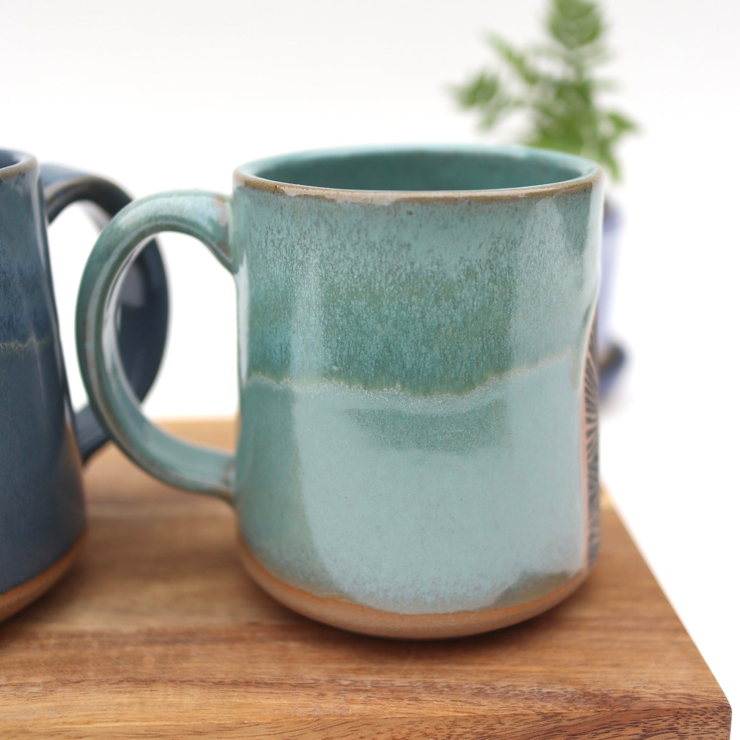 Handmade Pottery Mountain Sunrise Mug. Handmade ceramic coffee cup.