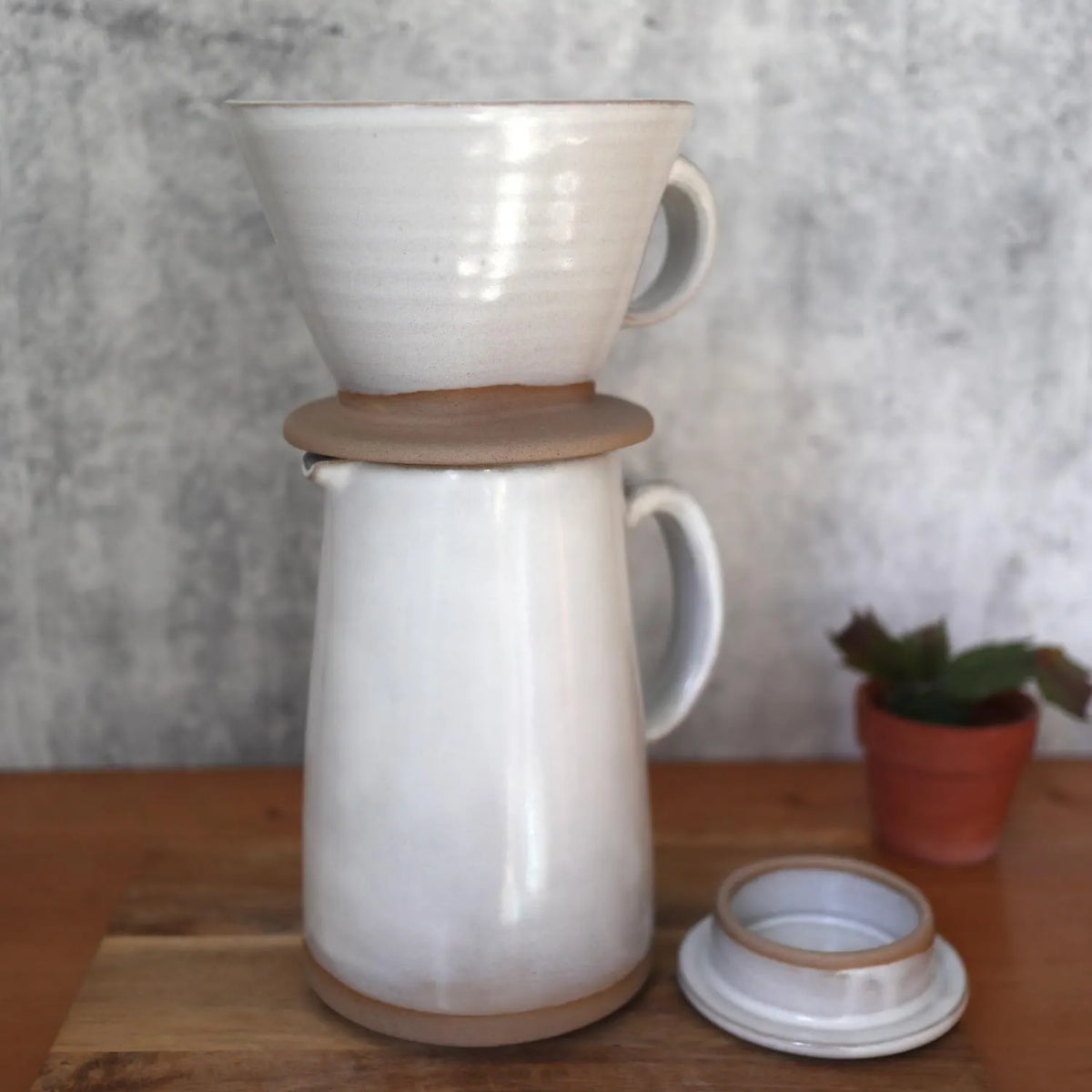 Handcrafted Ceramic Coffee Dripper & Pitcher Set – Artisan Pour Over Brewer and Serving Pitcher