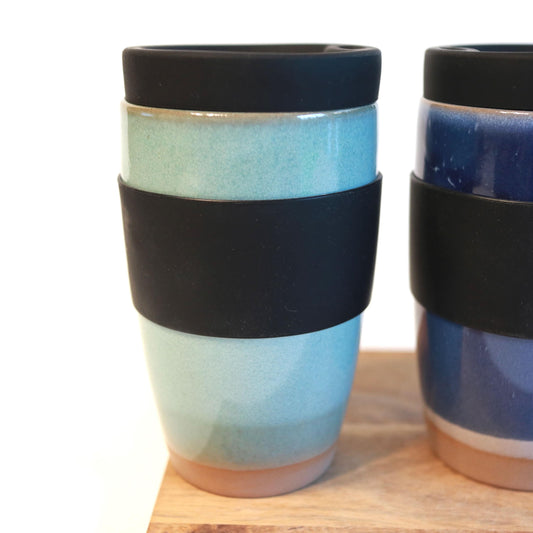Ceramic Travel Mug With Silicone Lid. Handmade travel mug, Handmade ceramic mug, lidded coffee cup, Roam Ceramics.