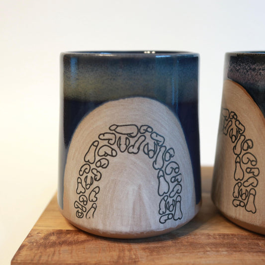 Penis Rainbow Mug, Ceramic coffee mug, stoneware coffee mug, handmade pottery mug