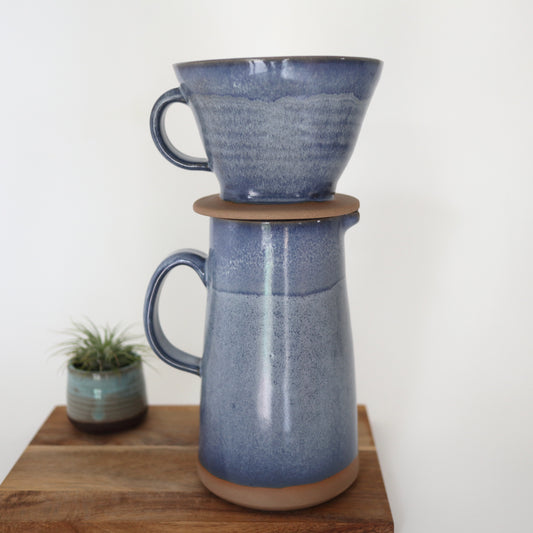 Pour over coffee set in Powder Blue Glaze