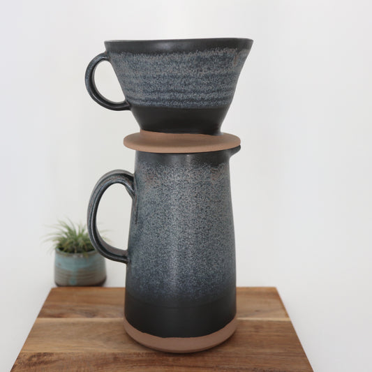 Pour over coffee set in Old Iron Glaze