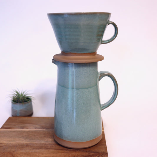 Pour over coffee set in Sea Green Glaze