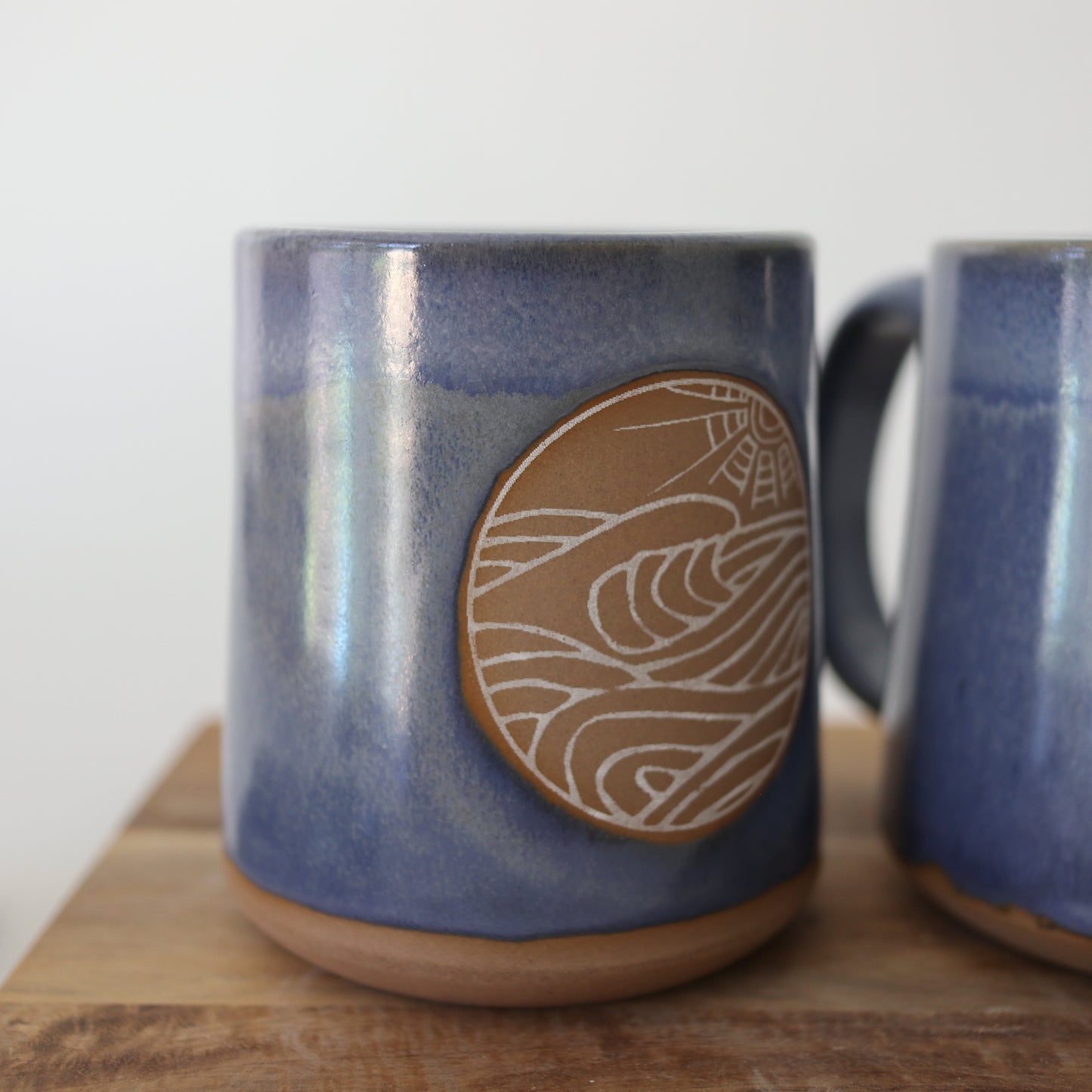 14oz Handmade ceramic waves mug