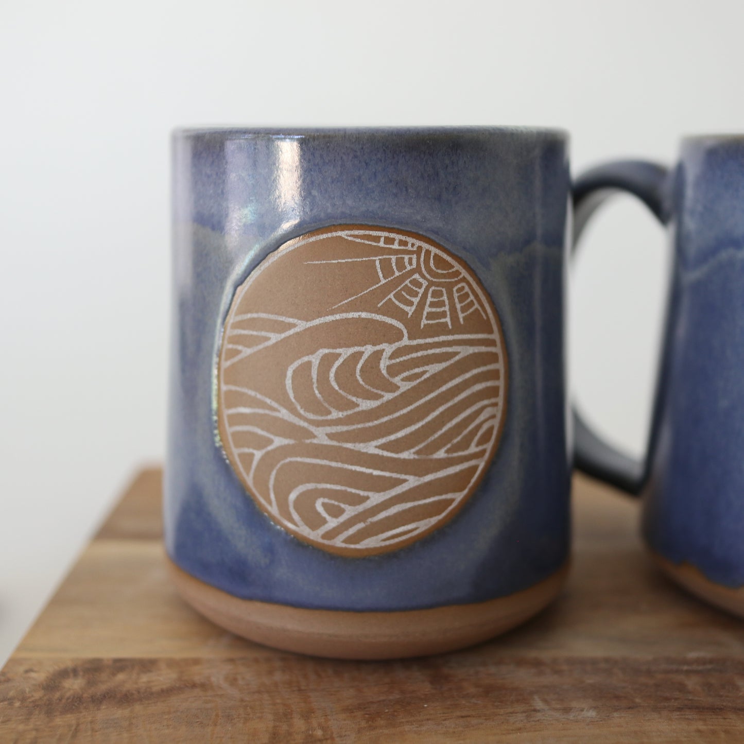 14oz Handmade ceramic waves mug