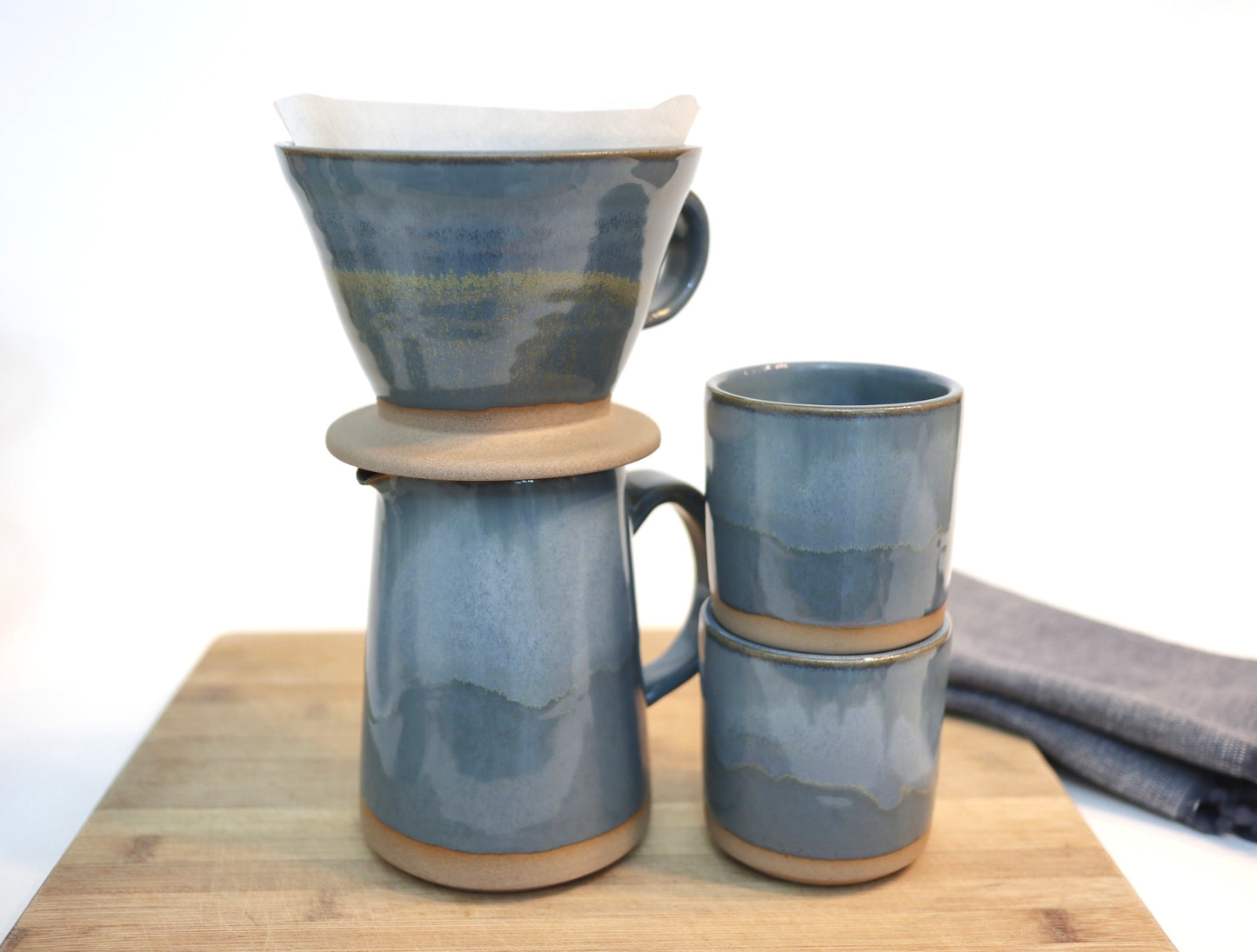 Handcrafted Ceramic Coffee Dripper & Pitcher Set – Artisan Pour Over Brewer and Serving Pitcher