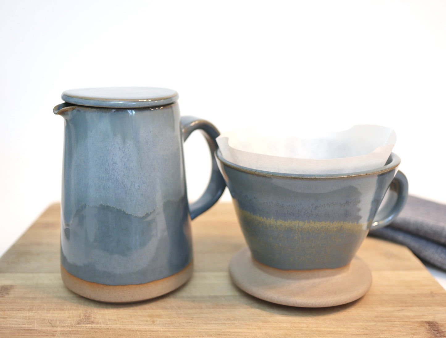 Handcrafted Ceramic Coffee Dripper & Pitcher Set – Artisan Pour Over Brewer and Serving Pitcher