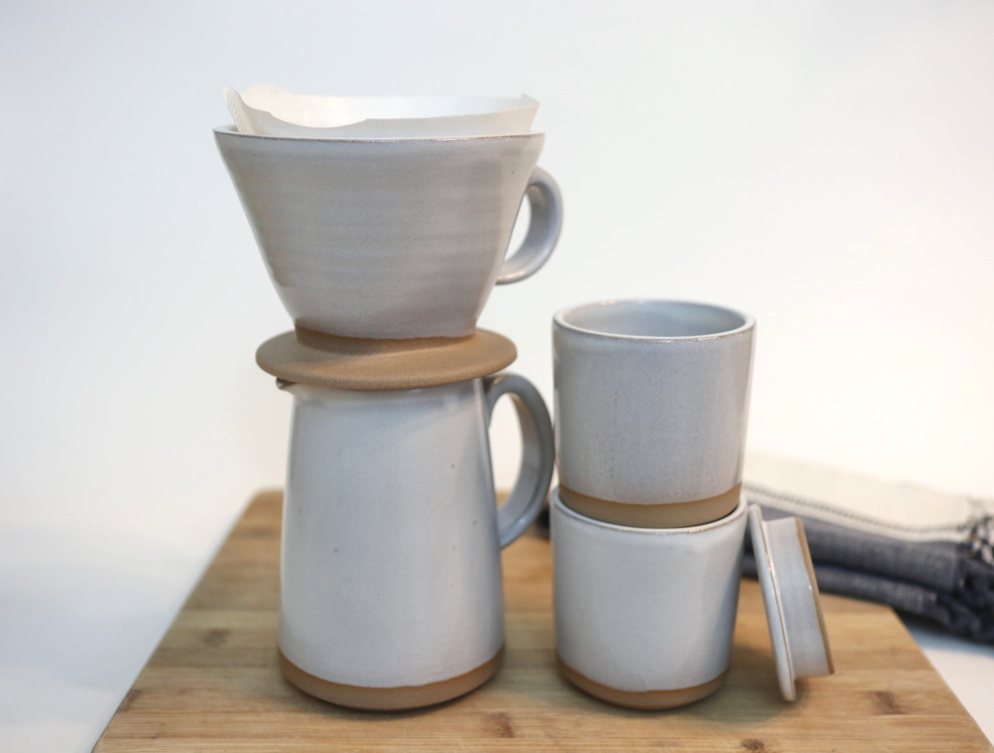Handcrafted Ceramic Coffee Dripper & Pitcher Set – Artisan Pour Over Brewer and Serving Pitcher