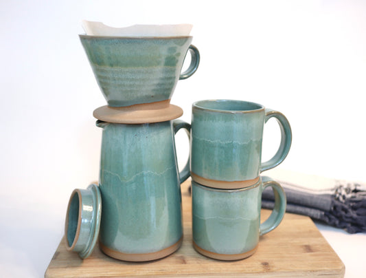 Handcrafted Ceramic Coffee Dripper & Pitcher Set – Artisan Pour Over Brewer and Serving Pitcher