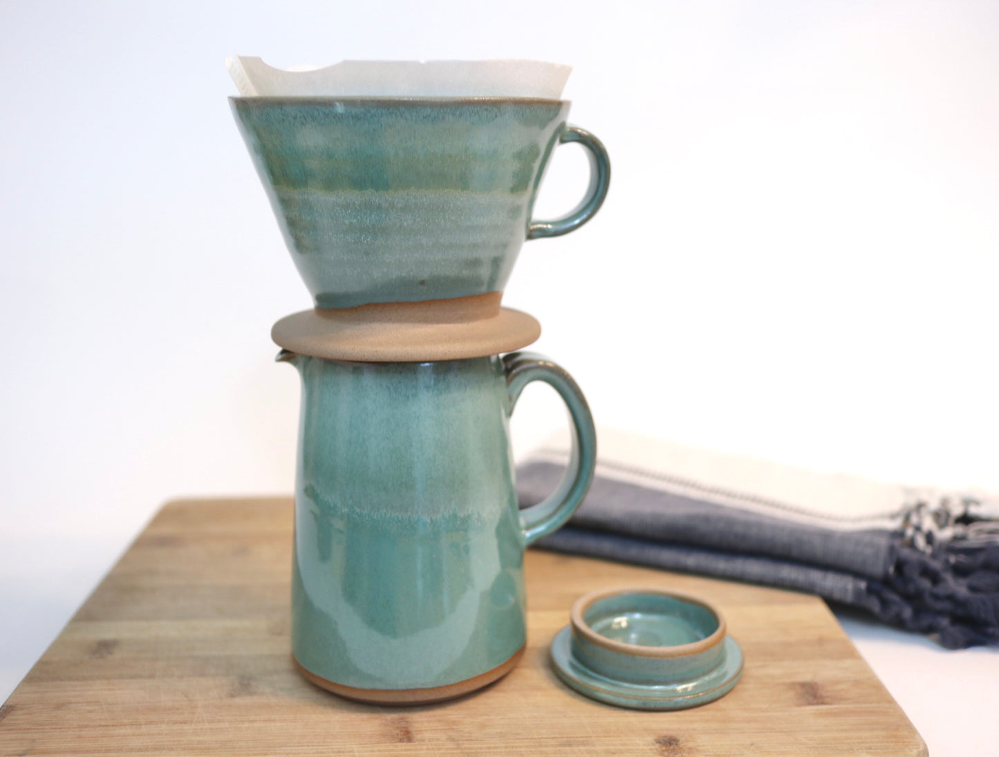 Handcrafted Ceramic Coffee Dripper & Pitcher Set – Artisan Pour Over Brewer and Serving Pitcher