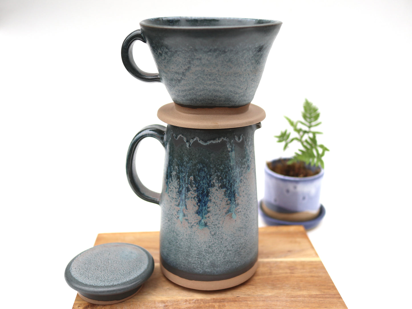 Handcrafted Ceramic Coffee Dripper & Pitcher Set – Artisan Pour Over Brewer and Serving Pitcher