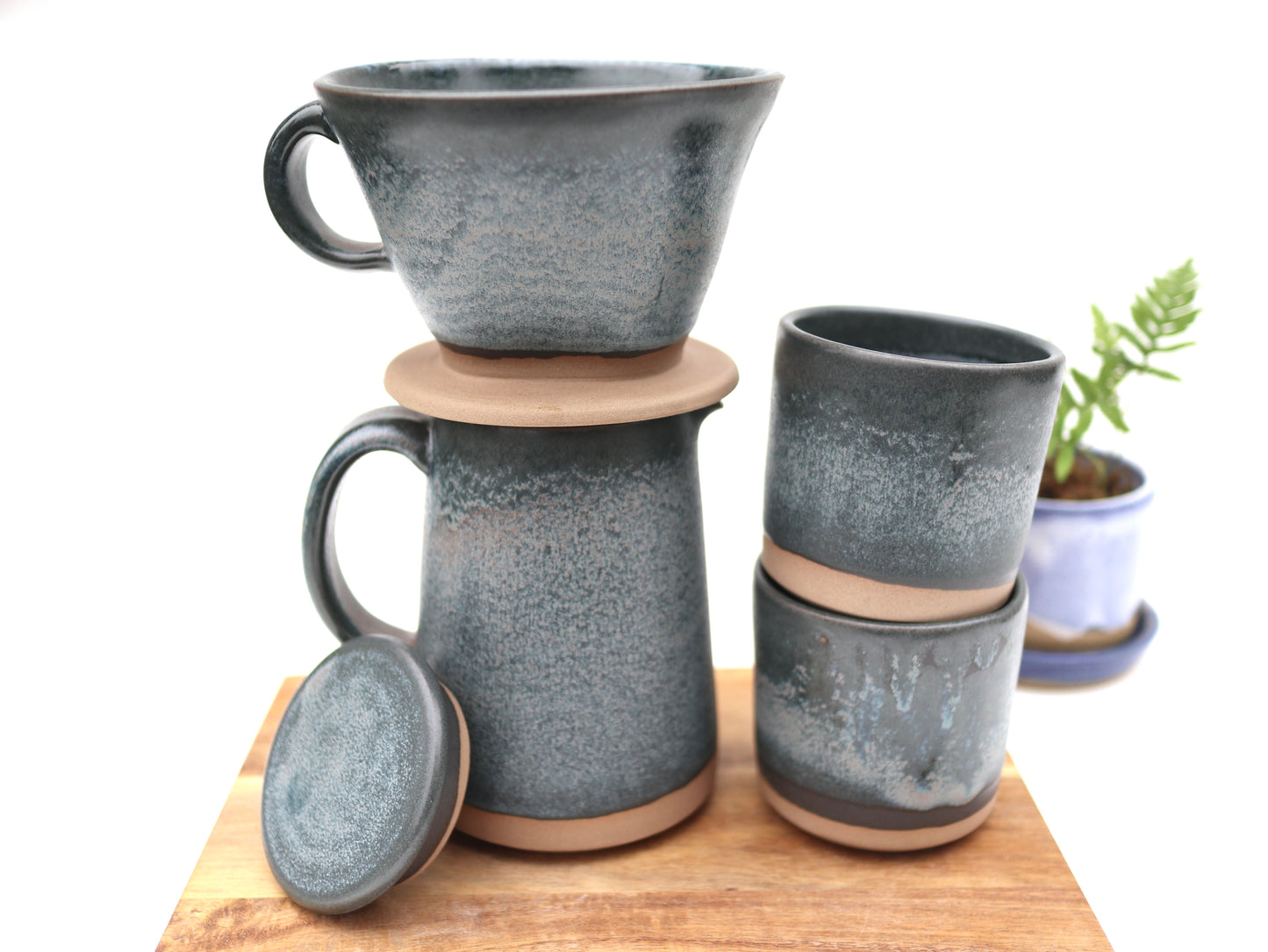 Handcrafted Ceramic Coffee Dripper & Pitcher Set – Artisan Pour Over Brewer and Serving Pitcher