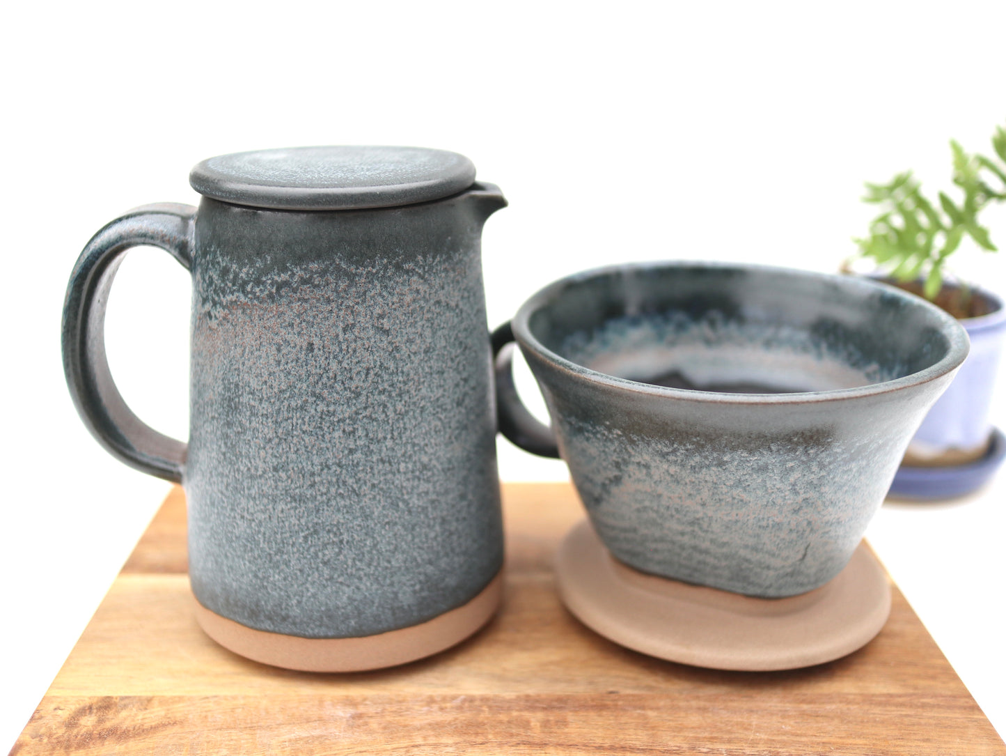 Handcrafted Ceramic Coffee Dripper & Pitcher Set – Artisan Pour Over Brewer and Serving Pitcher