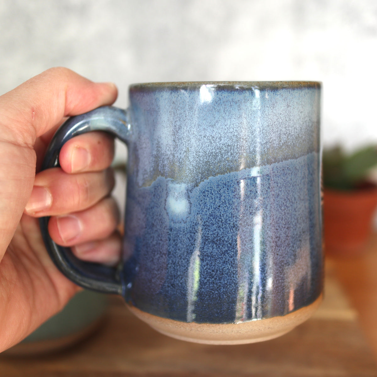 Handmade Pottery Mountain Sunrise Mug. Handmade ceramic coffee cup.