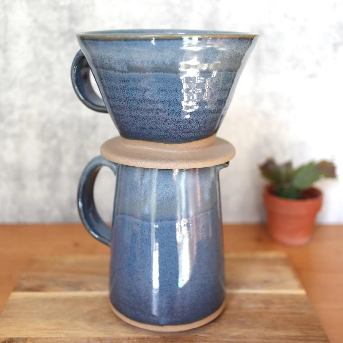 Handcrafted Ceramic Coffee Dripper & Pitcher Set – Artisan Pour Over Brewer and Serving Pitcher