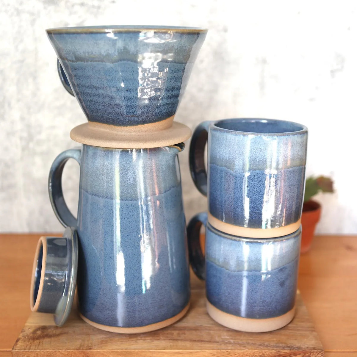 Handcrafted Ceramic Coffee Dripper & Pitcher Set – Artisan Pour Over Brewer and Serving Pitcher