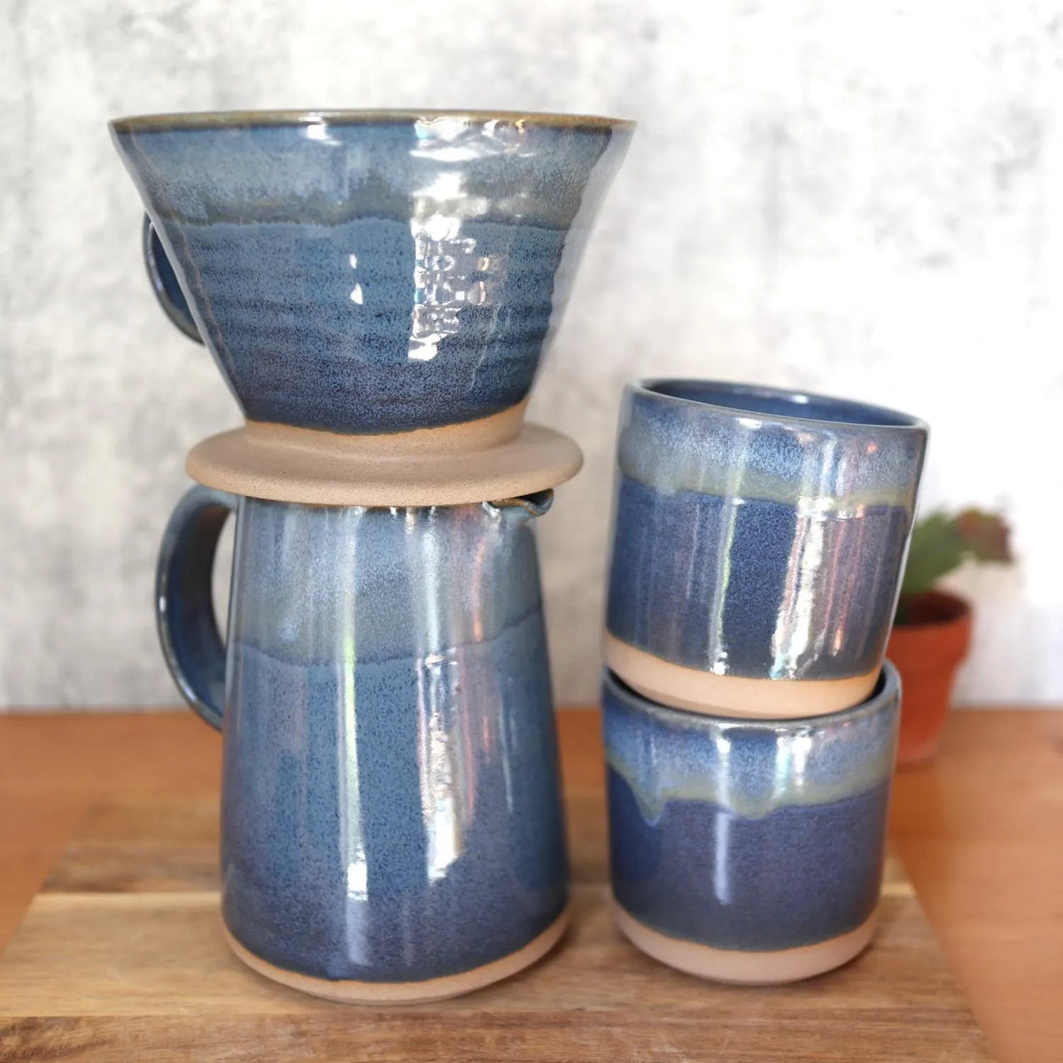 Handcrafted Ceramic Coffee Dripper & Pitcher Set – Artisan Pour Over Brewer and Serving Pitcher